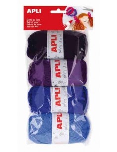 Ovillos de lana tonos azul  4 unidades