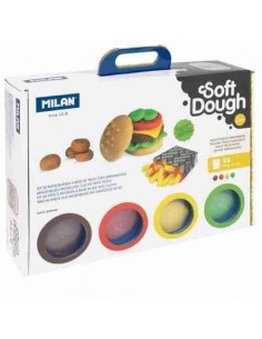 Maletín 4 botes 116 g pasta blanda Soft Dough con herramientas Casa de las hamburguesas