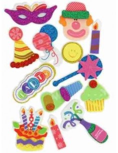 Figuras goma Eva adhesiva 3D Cumpleaños 2