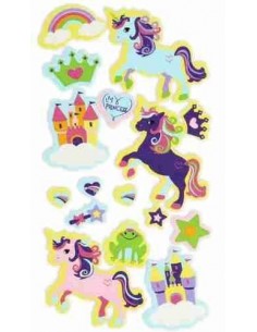 Figuras goma Eva adhesiva 3D Unicornios