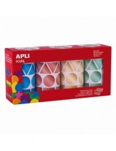 Gomets geométricos metalizados 27 mm en pack de 4 rollos