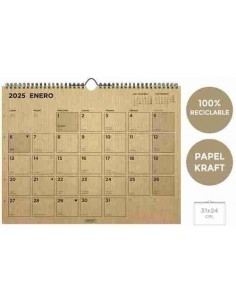 Calendario pared 2025 Kraft  31 x 24 cm.