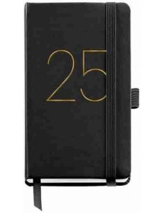 Agenda Semana Vista rígida cosida Passport Chester 90 x 140 negro Catalán 2025