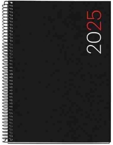 Agenda Día Página polirpopileno Espiral Plus City 155 x 213 negro Catalán 2025