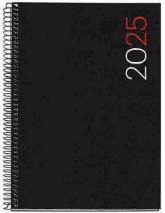 Agenda Semana Vista Vertical polipropileno Espiral Plus City 155 x 213 negro Catalán 2025