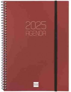 Agenda Semana Vista Horizontal Opaque E10 Burdeos+ 2025