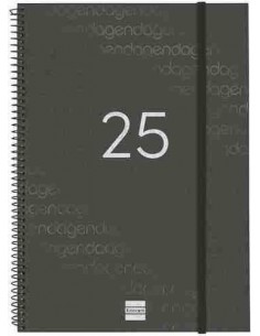 Agenda Semana Vista Year E40 Negro Catalán 2025