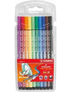 Estuche rotuladores Pen 68 acuarelables 10 uds.