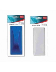 Borrador magnético azul para pizarra blanca y recambio