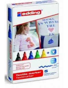 Rotulador textil edding® 4500 Estuche 5 colores