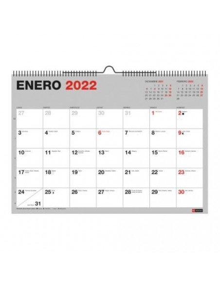 Calendario de pared A4 con espacio para escribir gris básico 2022