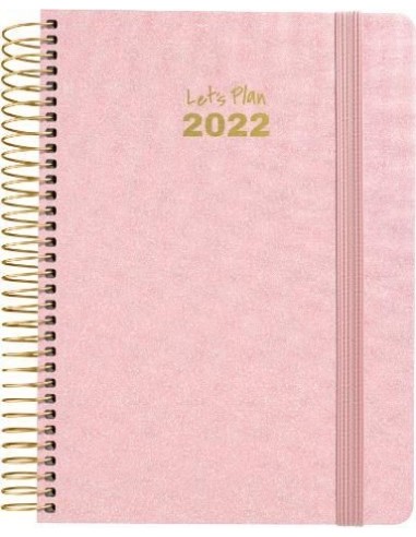 Agenda Día página Metalic 15x21 Rosa palo 2022