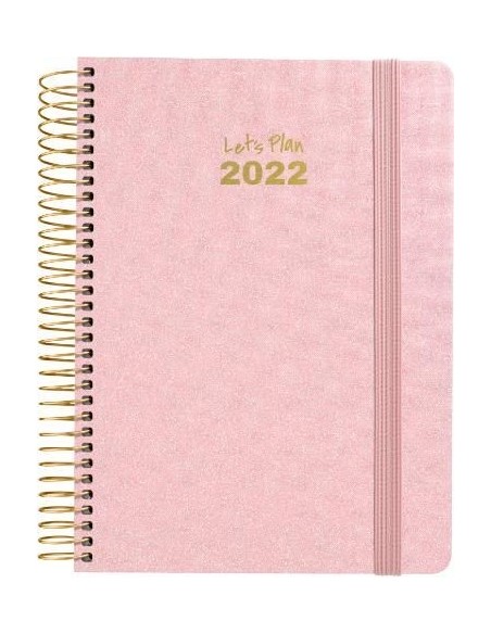 Agenda Día página Metalic 15x21 Rosa palo 2022