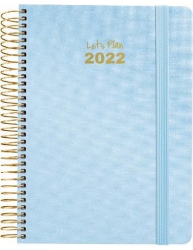 Agenda Día página Metalic 15x21 Azul claro 2022
