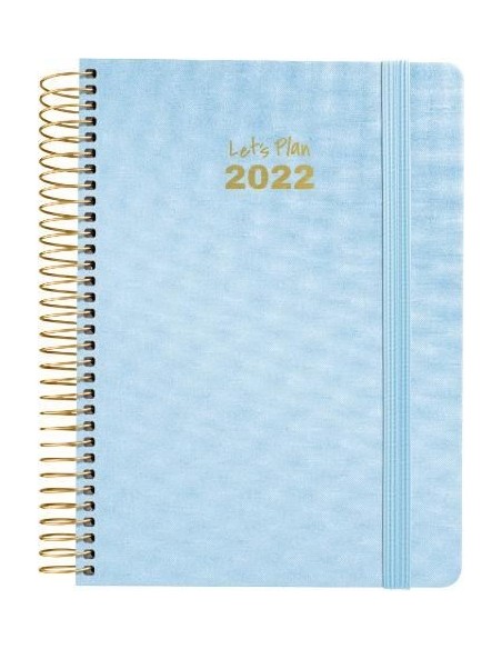 Agenda Día página Metalic 15x21 Azul claro 2022