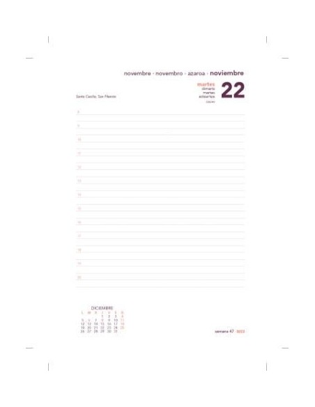 Agenda Día página Baviera 14,5x21 Negro 2022